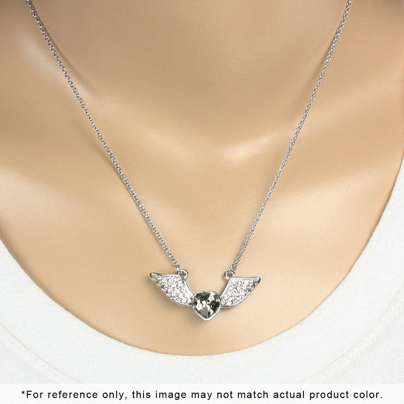 Angel Heart Pendant Necklace w/ Swarovski Crystals | Rhodium