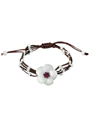 Flower Jade Bracelet Jadeite Jade Green Chinese Good Luck Dahlia Stone Gemstone Certified Genuine fortune