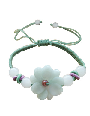 Flower Jade Bracelet Jadeite Jade Green Chinese Good Luck Dahlia Stone Gemstone Certified Genuine fortune