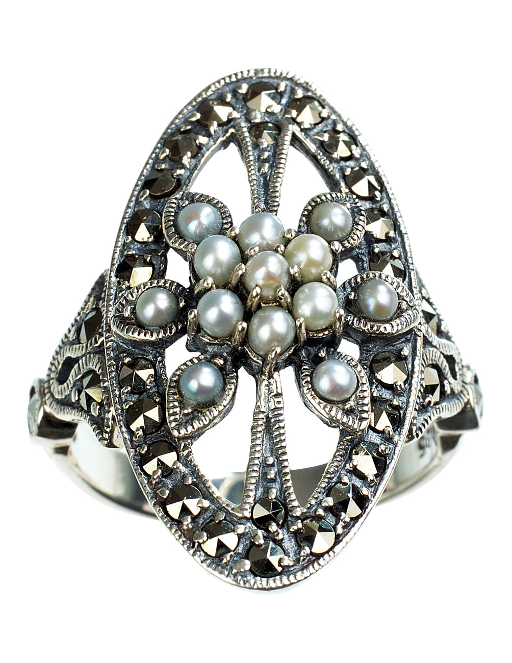 Seed Pearl Marcasite Ring