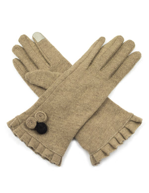 Triple Flower Wool Blend Touchscreen Gloves