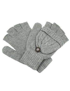 Cable Knit Winter Wool Flip Top Gloves