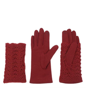 2 in 1 Hand Warmer Lined Touchscreen Gloves - Dahlia