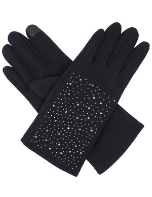 Sparkle Rhinestone Lined Touchscreen Gloves