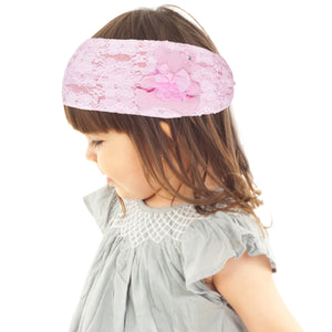 Sweet Teddy Bear Flower Lace Wide Kids Headband