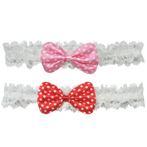 Lovely Polka Dot Bow Elastic Mesh Lace Kids Headband (2 Pcs)