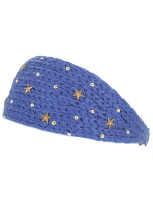 Star-Dazzled Knitted Buttoned Headband