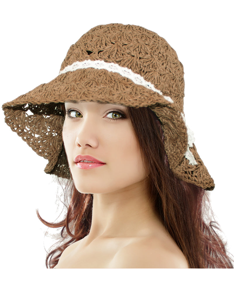 Fame Fight Through It Lace Detail Straw Braided Fashion Sun Hat main image 0