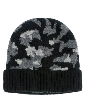 Men's Wool Blend Knit Beanie Hat Velour Fleece Lined
