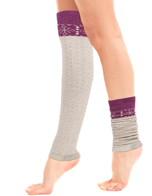Snowflake with Dots Angora Blend Knee High Leg Warmers