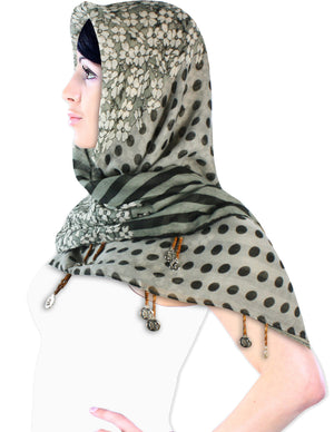 Stripes Flower Polka Dots Square Scarf Shawl Dove Coin Drops