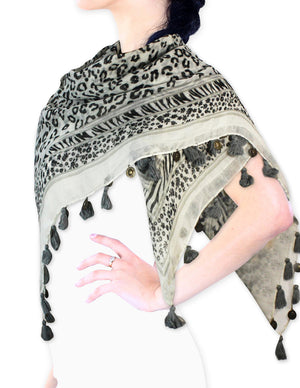 Leopard Print Floral Zebra Border Square Scarf Shawl Sarong