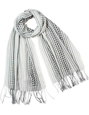 Men's Jacquard Graduated Dot Stripes Tassels Ends Long Scarf