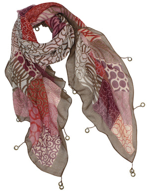 Patch Quilt Style Multi Pattern Circle Drops Square Scarf Shawl