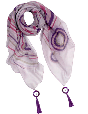 Splendid Firework Floret Flowers Print Dangling Square Scarf