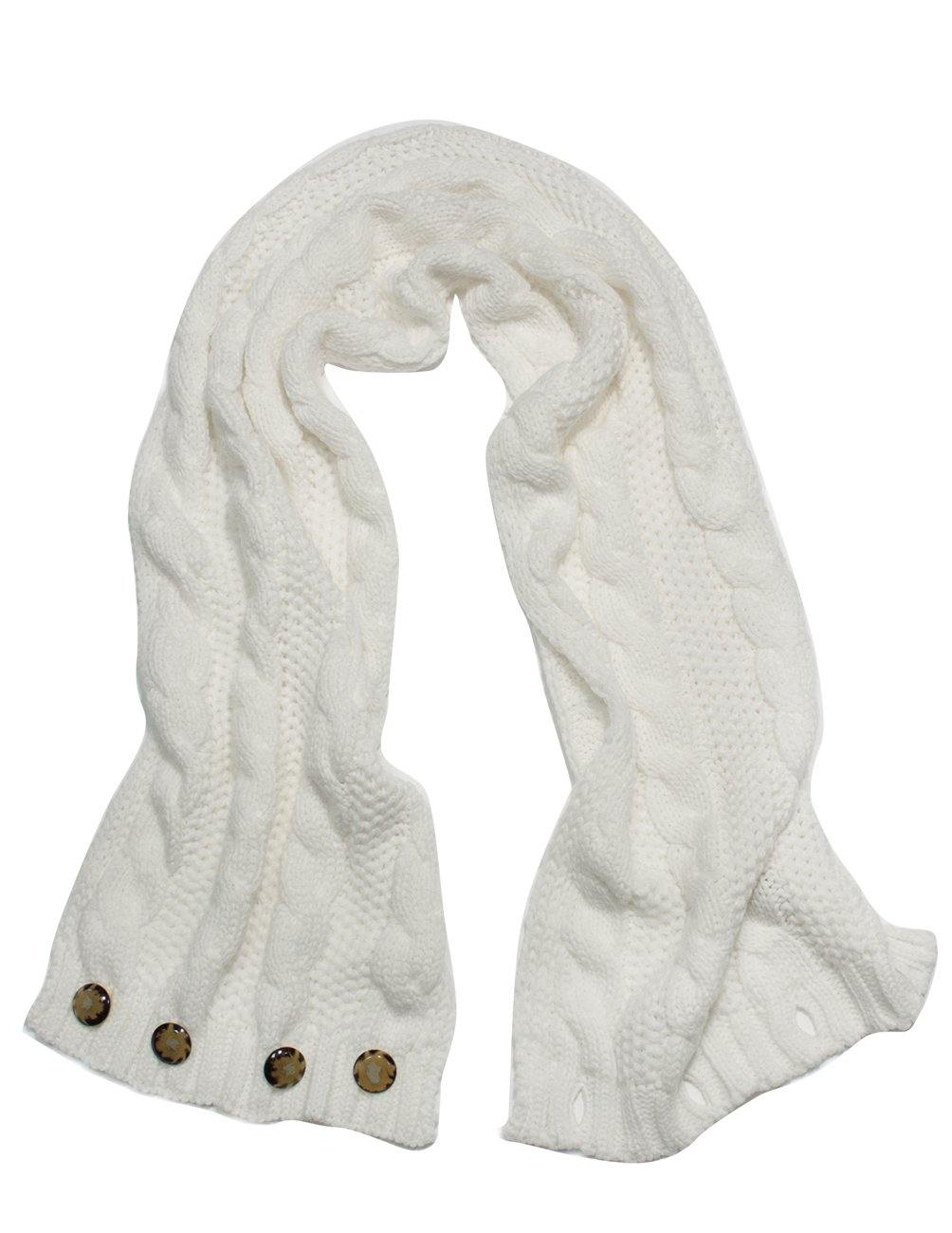 2-in-1 Button Cable Knit Infinity Scarf