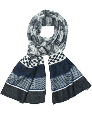 Men's Rayon Cashmere-Feel Scarf Reversible Large Checkers
