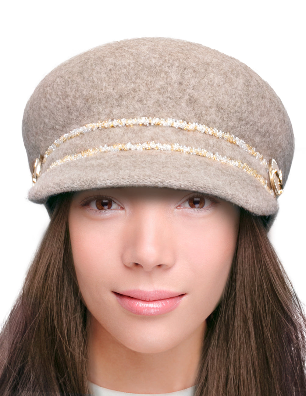 Women\'s Chic Flower Newsboy Cap Hat Wool Blend - Dual Layer Dahlia Women main image 4