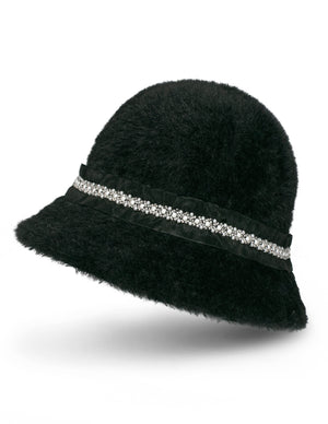 Dahlia Women's Winter Hat - Wool Vintage Hand Beaded Cloche Bucket Hat