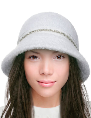 Dahlia Women's Winter Hat - Wool Vintage Hand Beaded Cloche Bucket Hat