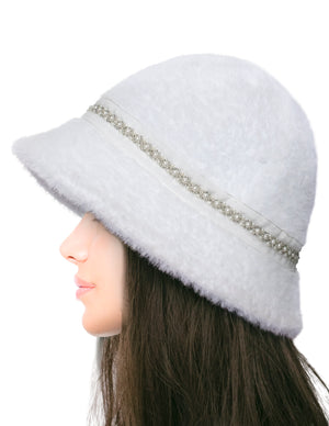 Dahlia Women's Winter Hat - Wool Vintage Hand Beaded Cloche Bucket Hat