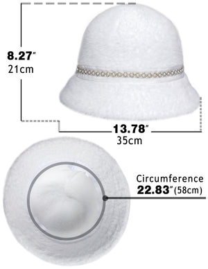 Dahlia Women's Winter Hat - Wool Vintage Hand Beaded Cloche Bucket Hat