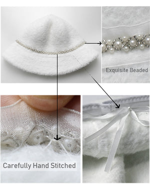 Dahlia Women's Winter Hat - Wool Vintage Hand Beaded Cloche Bucket Hat