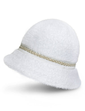 Dahlia Women's Winter Hat - Wool Vintage Hand Beaded Cloche Bucket Hat