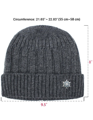 Dahlia Men's Skullies & Beanies - Wool, Knit Winter Hat, Fleece Lined