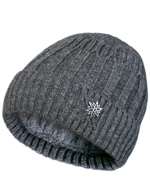 Dahlia Men's Skullies & Beanies - Wool, Knit Winter Hat, Fleece Lined