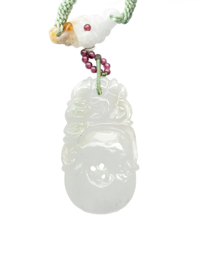 Fortune Charm Garnet Bead Jade Necklace | Certified Genuine Grade A Jadeite Jade Pendant Necklace, 18-20" | Dahlia