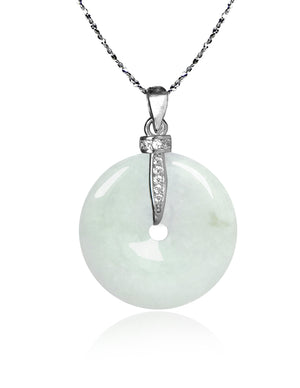 Circle Donut Coin Jade Necklace Pendant Jadeite Jade Green Chinese Good Luck Dahlia Stone Gemstone Certified Real fortune