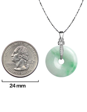Eternal Circle Jade Necklace | Real Grade A Certified Burma Jadeite for Inner Peace with Sterling Silver Italian Chain