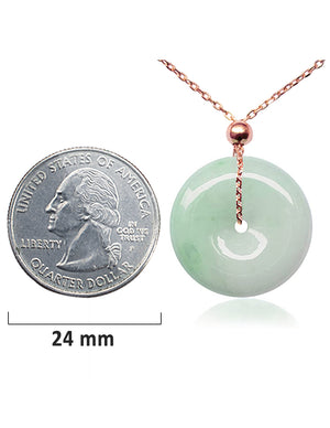 Circle Donut Coin Jade Necklace Pendant Jadeite Jade Green Chinese Good Luck Dahlia Stone Gemstone Certified Real fortune