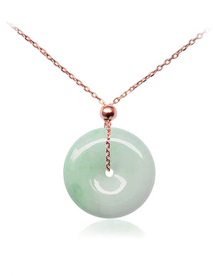 Circle Donut Coin Jade Necklace Pendant Jadeite Jade Green Chinese Good Luck Dahlia Stone Gemstone Certified Real fortune