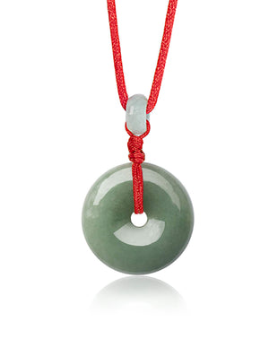 Jade Necklace | Certified Grade A Jadeite Jade Circle Donut Coin Pendant Necklace | Dahlia