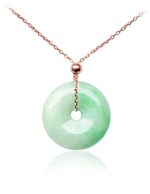 Circle Donut Coin Jade Necklace Pendant Jadeite Jade Green Chinese Good Luck Dahlia Stone Gemstone Certified Real fortune