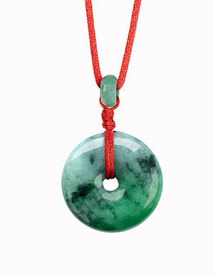 Jade Necklace | Certified Grade A Jadeite Jade Circle Donut Coin Pendant Necklace | Dahlia