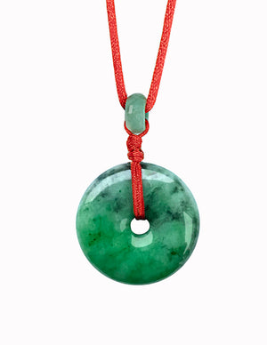 Jade Necklace | Certified Grade A Jadeite Jade Circle Donut Coin Pendant Necklace | Dahlia