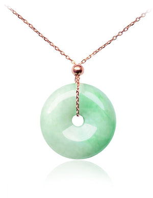 Circle Donut Coin Jade Necklace Pendant Jadeite Jade Green Chinese Good Luck Dahlia Stone Gemstone Certified Real fortune