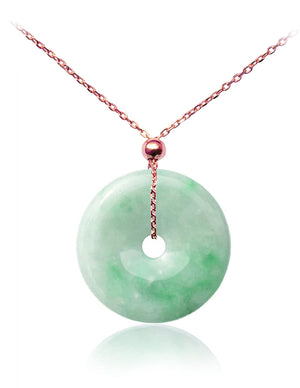 Circle Donut Coin Jade Necklace Pendant Jadeite Jade Green Chinese Good Luck Dahlia Stone Gemstone Certified Real fortune