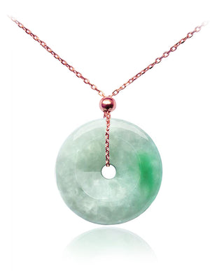 Circle Donut Coin Jade Necklace Pendant Jadeite Jade Green Chinese Good Luck Dahlia Stone Gemstone Certified Real fortune