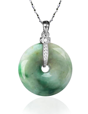 Eternal Circle Jade Necklace | Real Grade A Certified Burma Jadeite for Inner Peace with Sterling Silver Italian Chain