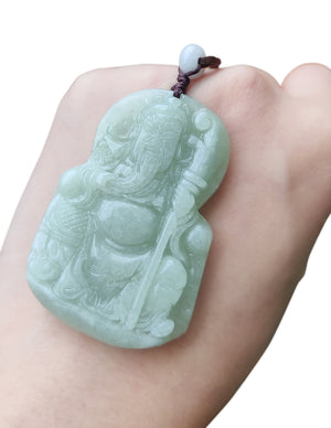 Jade Necklace | Jadeite Certified Grade A Jade Guan Gong Pendant Necklace | Dahlia