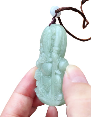 Jade Necklace | Jadeite Certified Grade A Jade Guan Gong Pendant Necklace | Dahlia