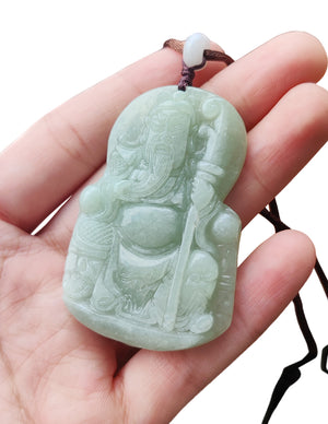 Jade Necklace | Jadeite Certified Grade A Jade Guan Gong Pendant Necklace | Dahlia