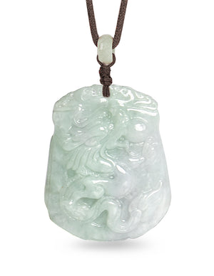 Dragon Phoenix Jade Necklace  | Certified Genuine Grade A Jadeite Jade Pendant Necklace | Dahlia