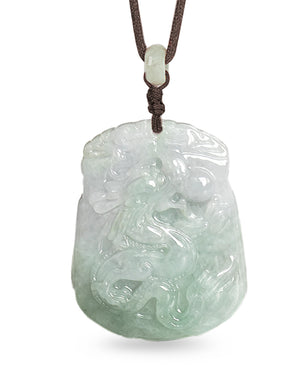 Dragon Phoenix Jade Necklace  | Certified Genuine Grade A Jadeite Jade Pendant Necklace | Dahlia