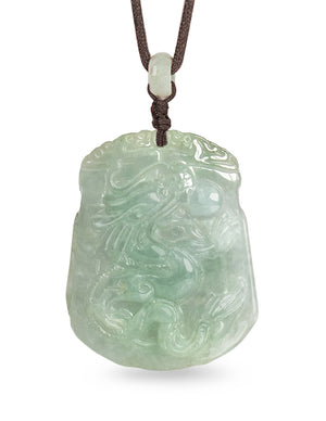 Dragon Phoenix Jade Necklace  | Certified Genuine Grade A Jadeite Jade Pendant Necklace | Dahlia