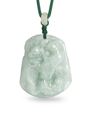 Dragon Phoenix Jade Necklace  | Certified Genuine Grade A Jadeite Jade Pendant Necklace | Dahlia